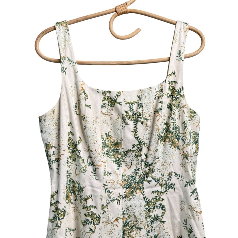 Antonio Melani Garden of Ivy Square Neck Fit & Flare Cotton Dress Size 6 Green - Picture 3 of 15